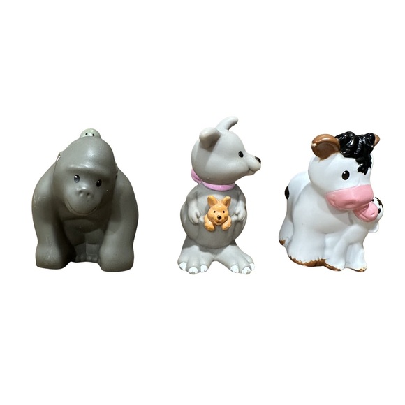 Fisher Price Little People Mama & Babies Vintage Gorilla Kangaroo Cow Lot of 3 - Picture 3 of 9
